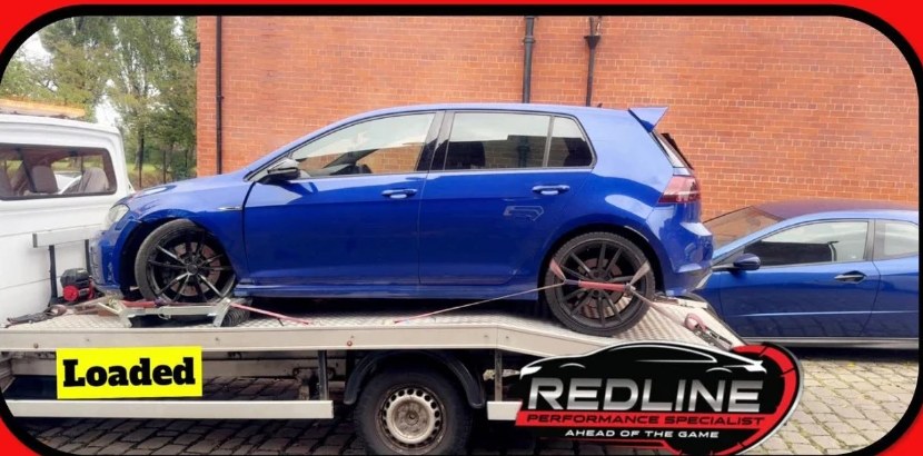 Golf R secured on the truck